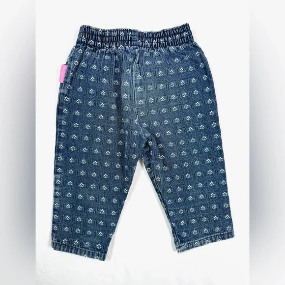 VINTAGE OSHKOSH Baby Denim Pull On‎ Pants Size 12 Months Floral Casual Classic - Picture 9 of 9